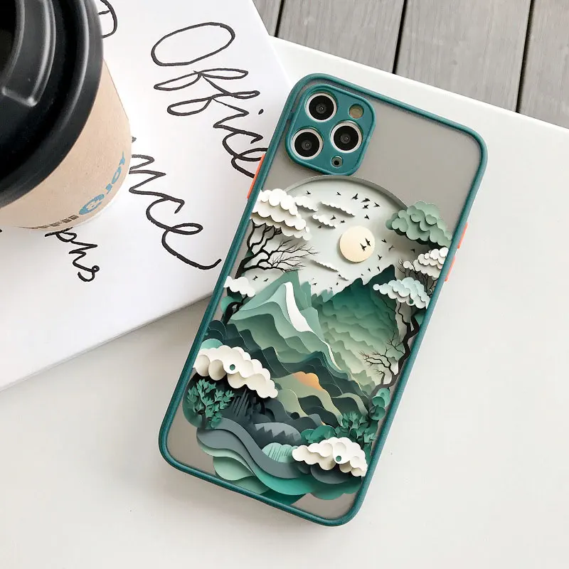 Landschaftsdruck Handyhülle für iPhone XS X XR 17 16 14 11 12 13 15 Pro Max Mini 16 Plus Berge und Flüsse Stoßfeste Schutzhülle – Detail 3