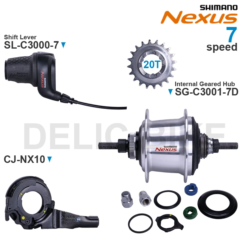 SHIMANO NEXUS Internal Geared Hub SGC30017D and Shift Lever SLC3000