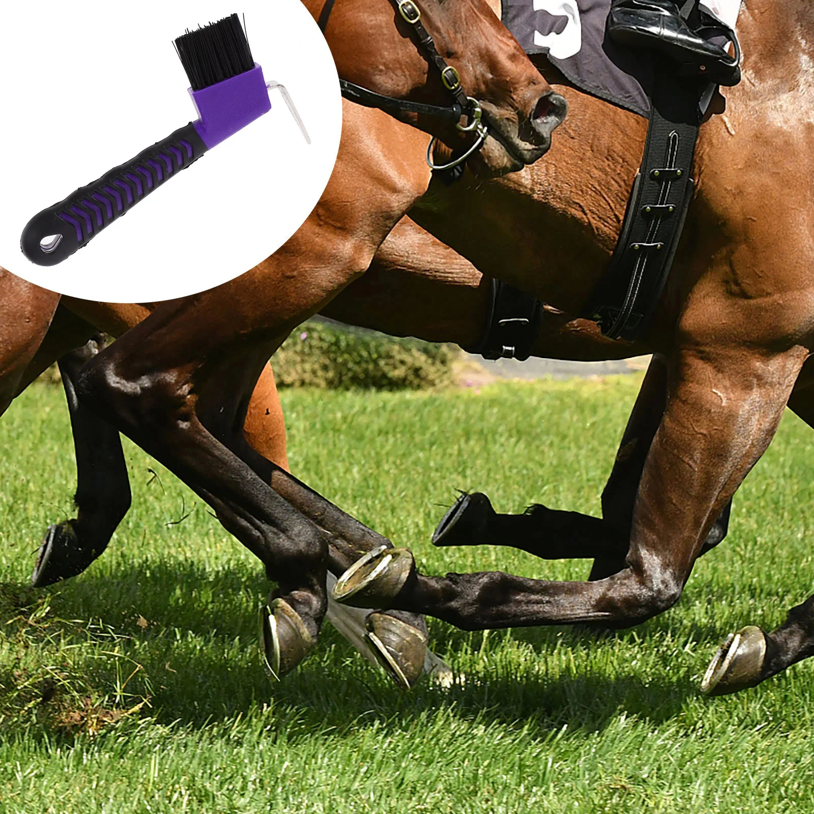 

Anti-Slip Grip Hoof Pick Rubber With Brush Nylon Horse Hoof Care Grooming Horseshoe Brush Professional Cleaning Tools