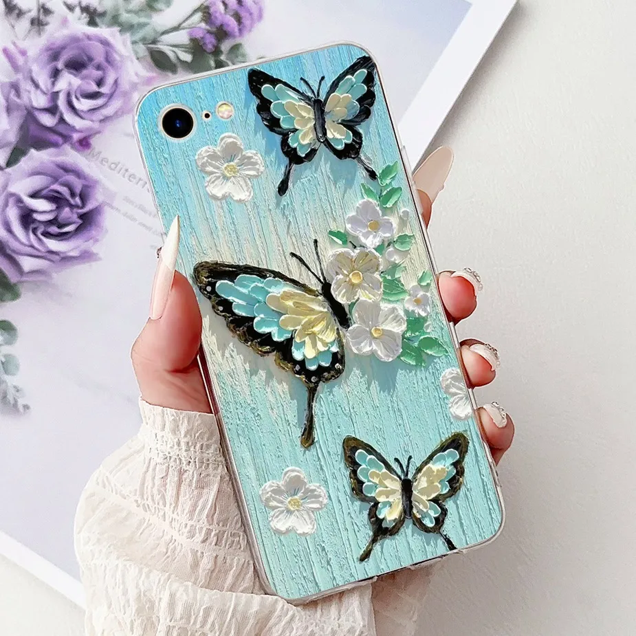 Cute Cat Painted Clear Silicone Soft Slim Phone Case