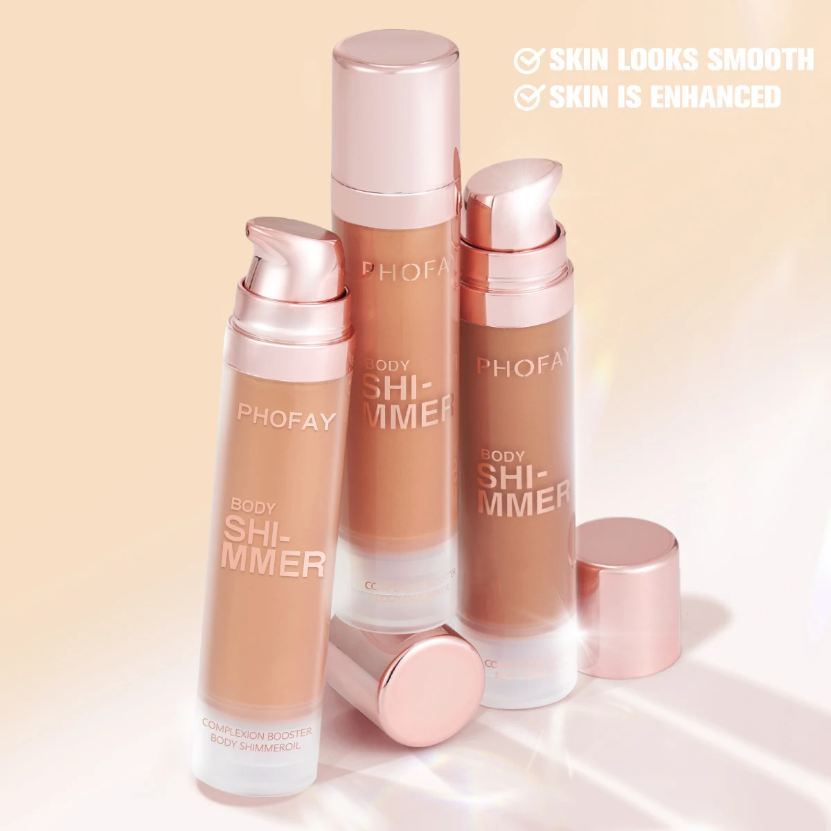 PHOFAY Body Shimmer Oil Highlighter Gold Glitter Waterproof Smooth Face Body Glow Illuminator Non-sticky Liquid Body Highlight 6