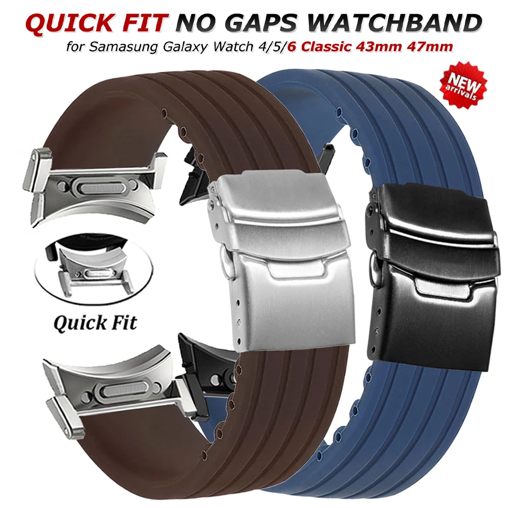 

20mm Quick Fit Silicone Watch Bands for Samsung Galaxy Watch 6 Classic 43mm 47mm 6 5 4 40mm 44mm 5Pro 4Classic Rubber Sport Band