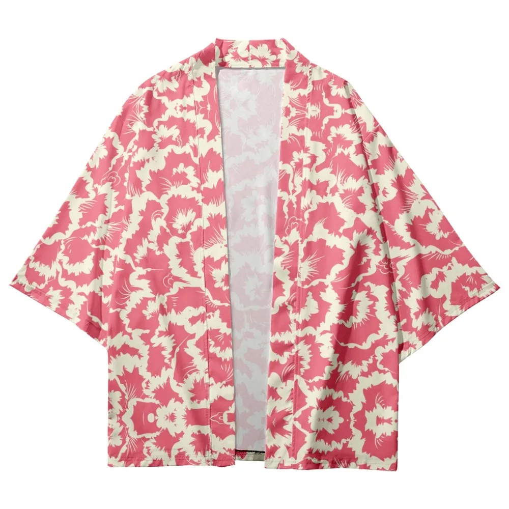 

Abstract floral Print Tops Harajuku Haori Yukata Chinoiserie Fashion Japanese Kimono Streetwear Men's Ladies Cardiga-2