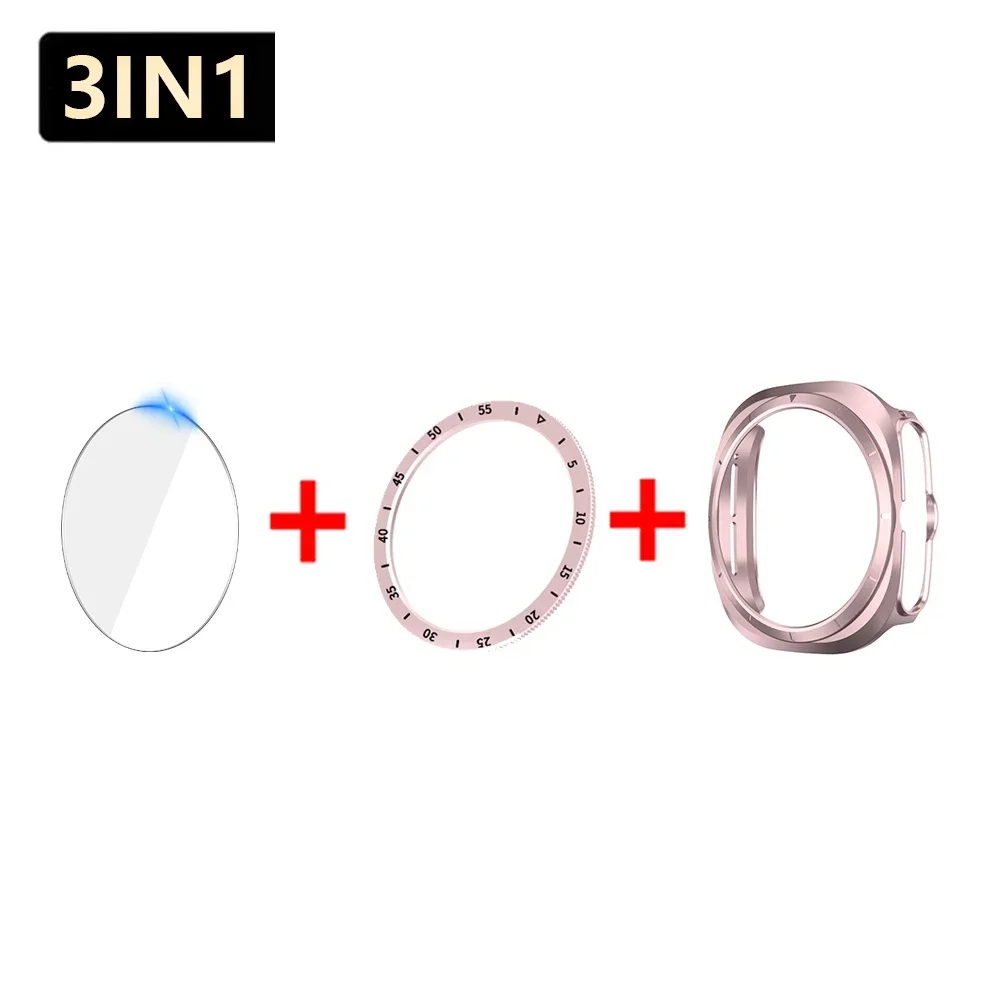 Premium 3-in-1 Tempered Glass Screen Protector with Hard PC Case & Bezel Ring Cover