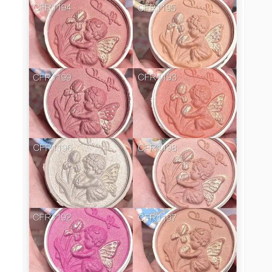 Фото Colorrose румяна макияж Ангел рельеф Румяна Палитра матовая минеральная пудра Контур и хайлайтер лица для мерцающего или матового покрытия №2