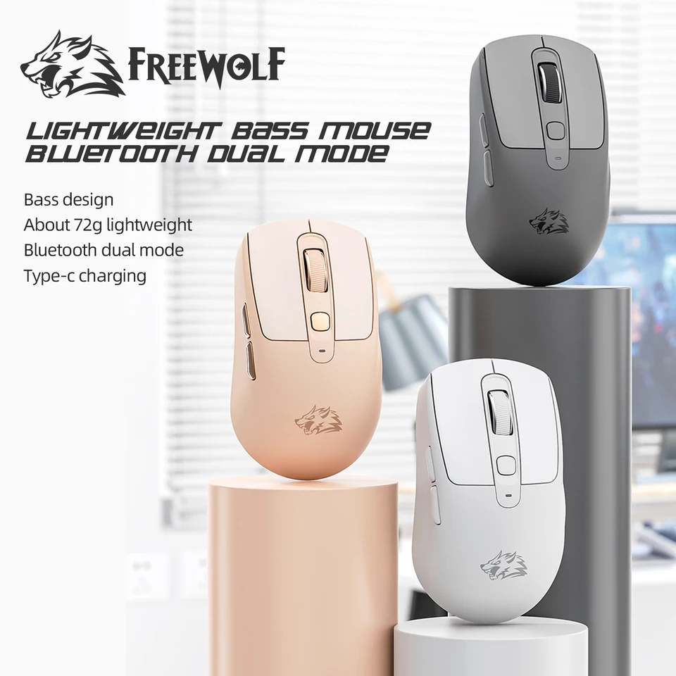 Ensemble sans fil FREEWOLF M68 : connexion multi-appareils, mini-clavier 68 touches et souris A3, touches PBT rétroéclairées._voghion.com