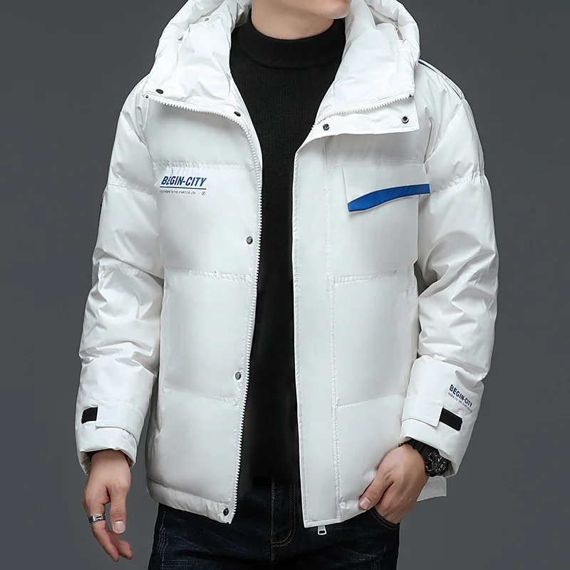 

Men's Brand Top 90% Quality White Down Jacket Fashion Hooded Cold-proof Warm Down Coat Man Casual Winter Clothing 2023 New