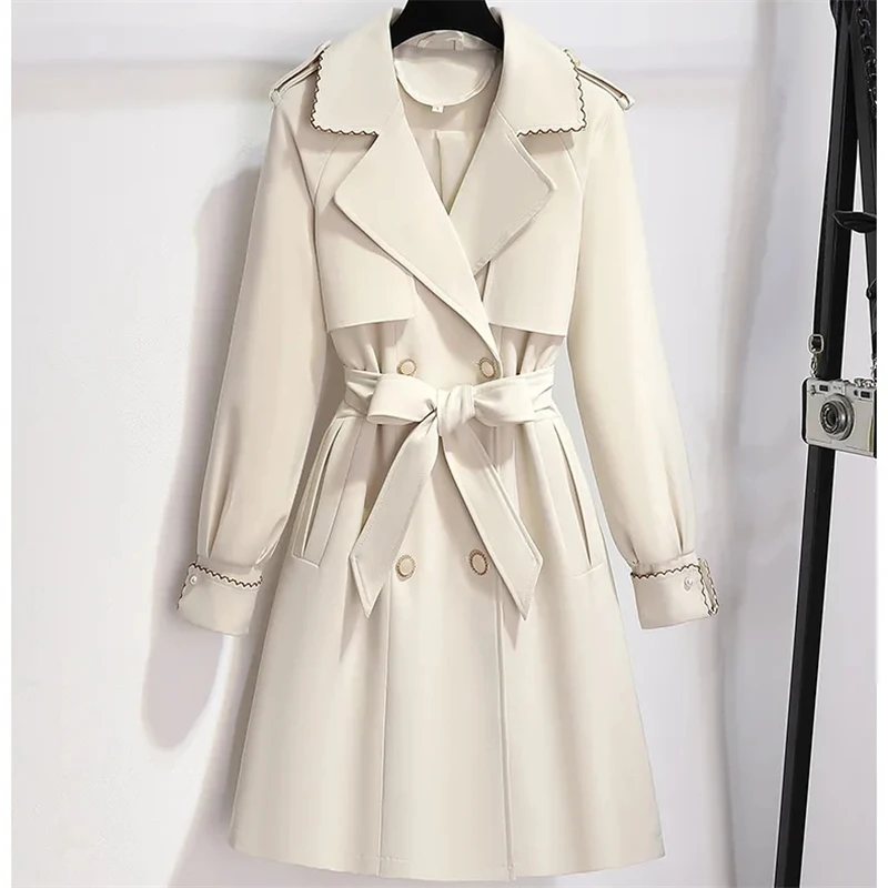 

Trench Coat Women Double-Breasted Trenchcoat 2024 Female Autumn Casual Coats Windbreaker Outwear Raincoat Streetwear
