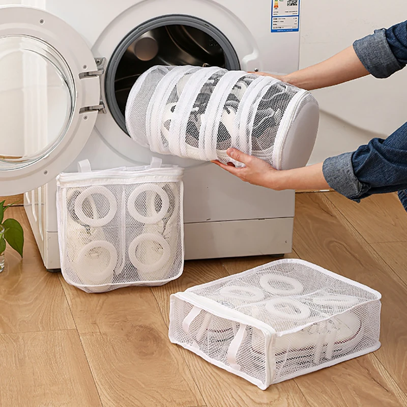 Anti-deformation Mesh Laundry bag Washing Machine Shoes Bag Travel Storage Bags Organizer Portable Sneakers Laundry Net 3