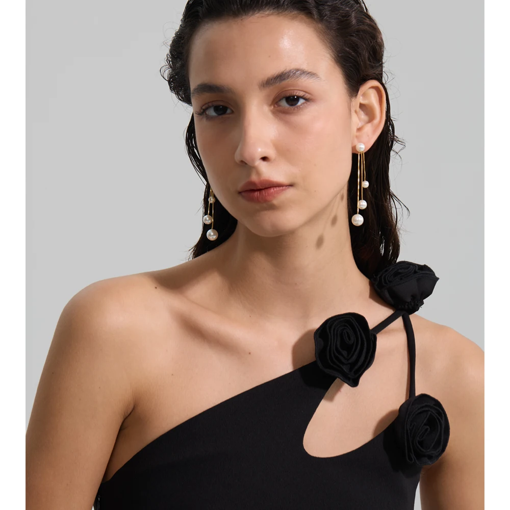 Yhpup Korean Simulated Pearls Long Hanging Drop Dangle Earrings