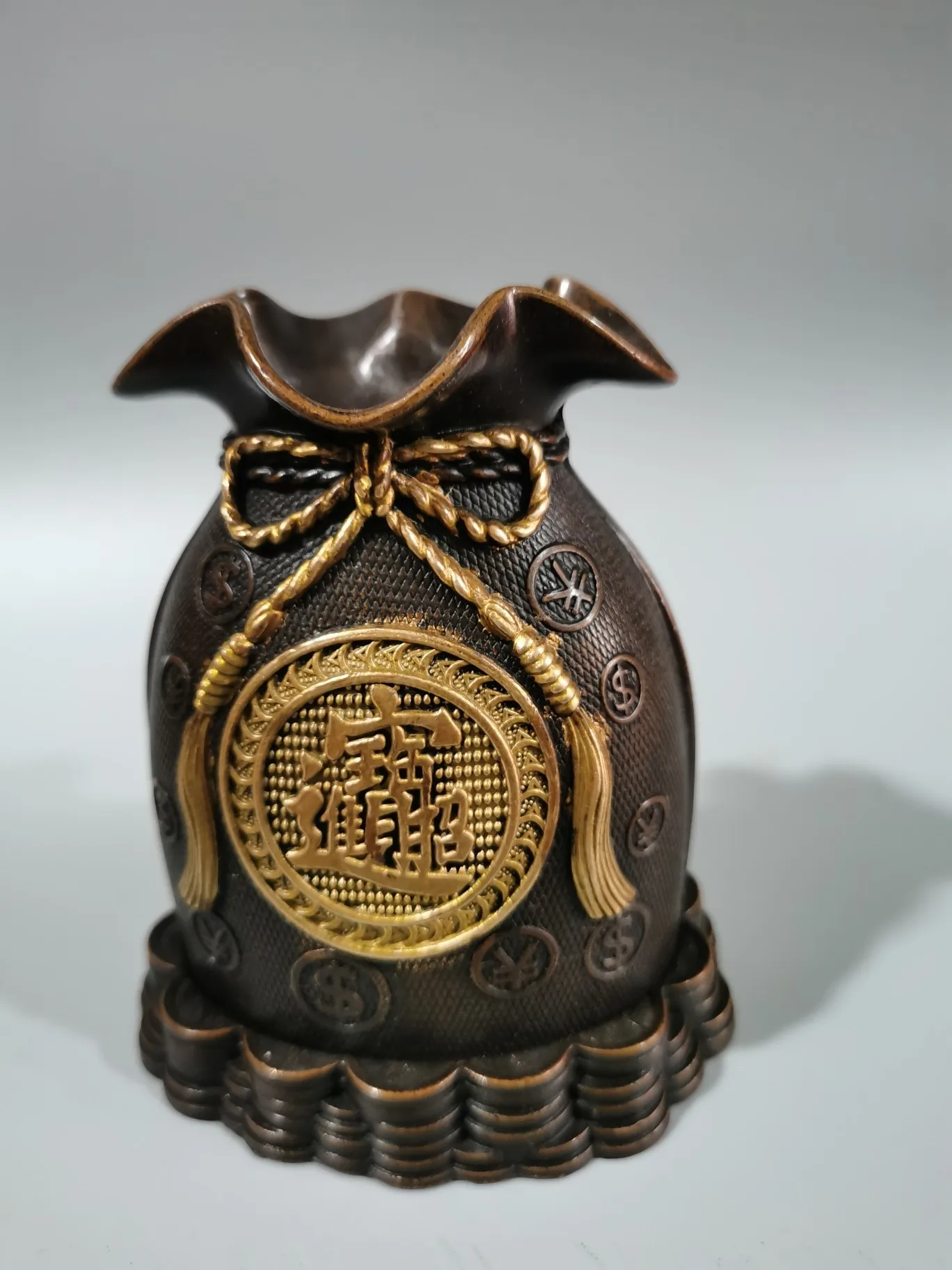 

Creative Lucky Bag Copper Piggy Bank Cornucopia Sculpture Antique Retro Feng Shui Home Desk Decoration Accessories Art Sculpture