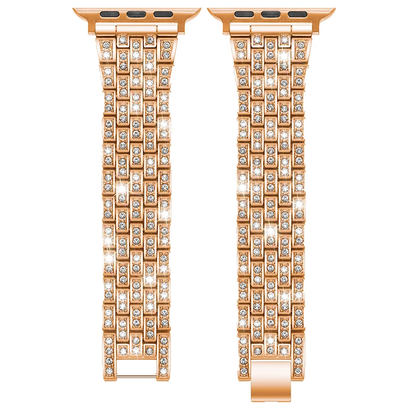 Elegant Gold Diamond Strap for Smartwatch - Luxury Metal Bracelet for Women & Men