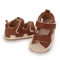 HAIZHIW  Toddler Rubber Sole Flat Anti-slip First Walkers Crib Baby Shoes Summer Baby Sandals Baby Boy Girl PU Leather Shoes 4