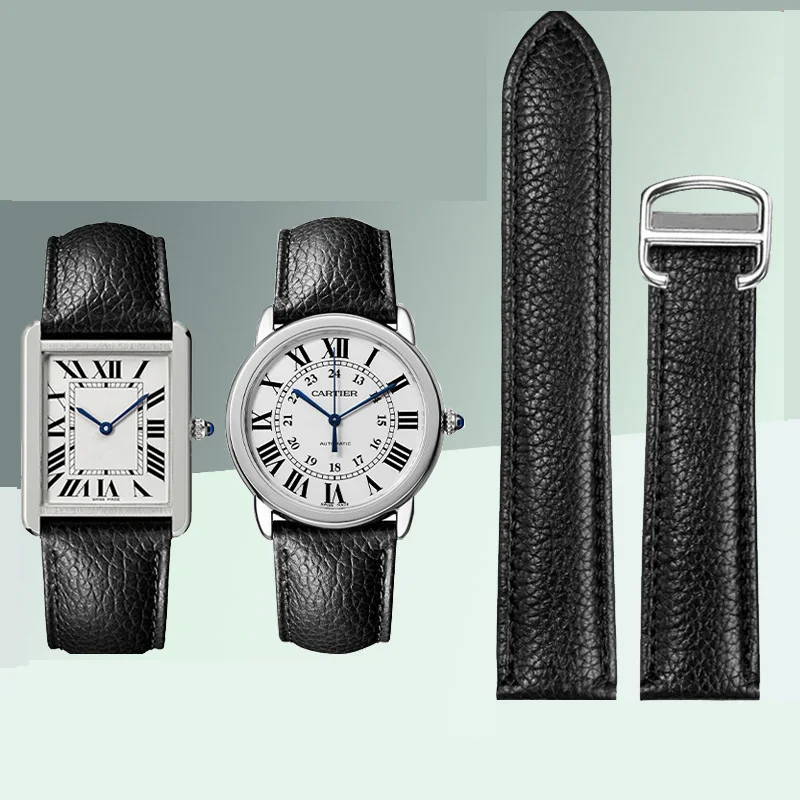 Cicidd Lichee Pattern Cinturino Per Cartier Tank Solo Watch Orologio Da Uomo E Da Donna In Vera Pelle 20 22 23 25Mm