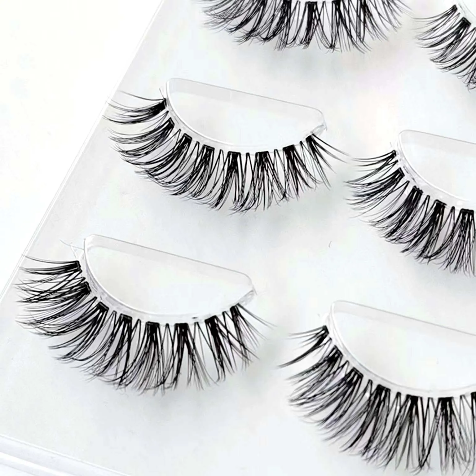 New Wholesale Mink Eyelashes 3pairs lashes invisible band 3d mink lashes reusable natural false eyelashes Makeup in Bulk Hot