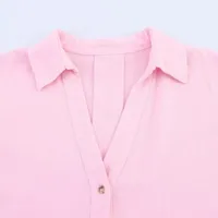 HipSeam Wide Sleeved Shirt Women Spring Asymmetric Hem Button Women's Shirts Simple Lady Johnny Collar Shirts & Blouses - Image 4