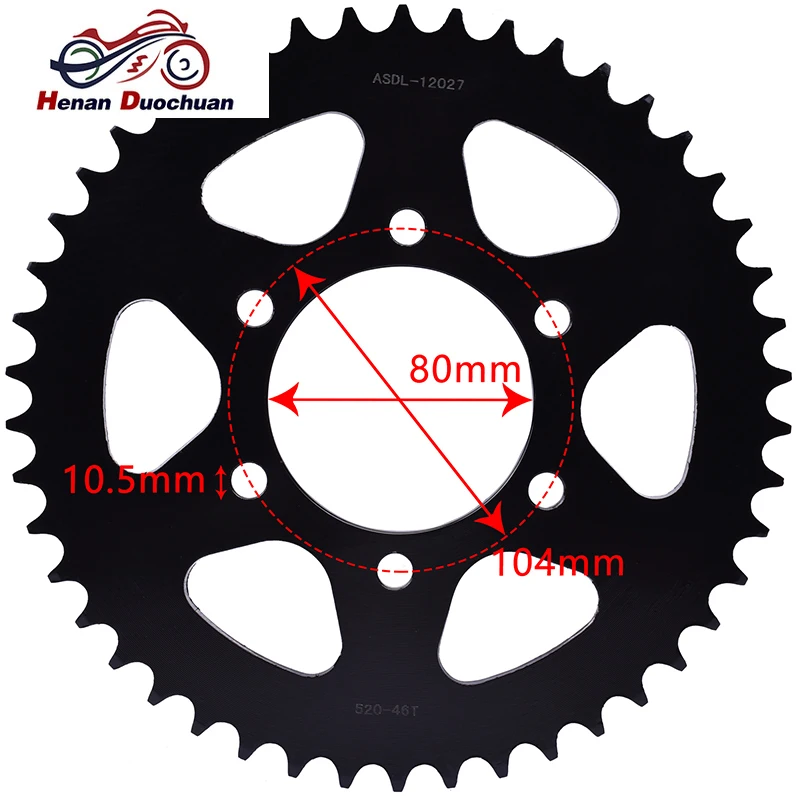 

520 46T Motorcycle Rear Sprocket For Kawasaki ER-6n ER6N ER650 ER650A ER-6f ER6F EX650E EX650 EX650A ER EX Ninja 650 400 Ninja