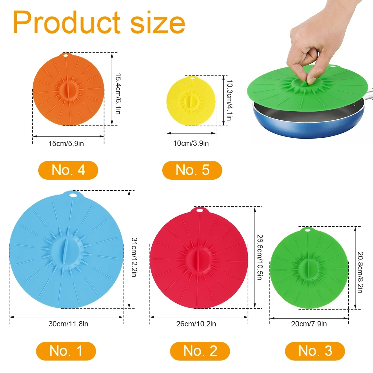 New 5Pcs Silicone Lids 4/6/8/10/12inch Heat Resistant Food Suction Lid Safe Microwave  Splatter Cover Reusable Bowl Cup Pot Cover - AliExpress