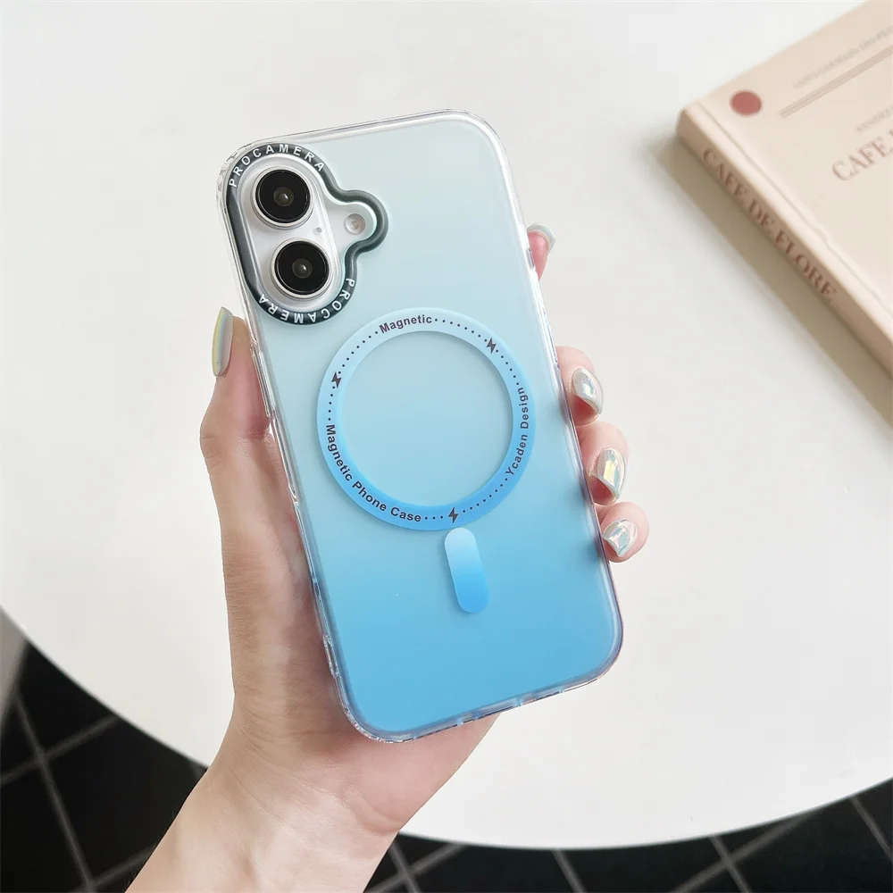 Pour iPhone 16 Pro Max Gradient Aurora Slim Matte Magnetic Case Pour iPhone 11 12 13 14 15 16 Pro Max Plus Mini Housse Antichoc_voghion.com