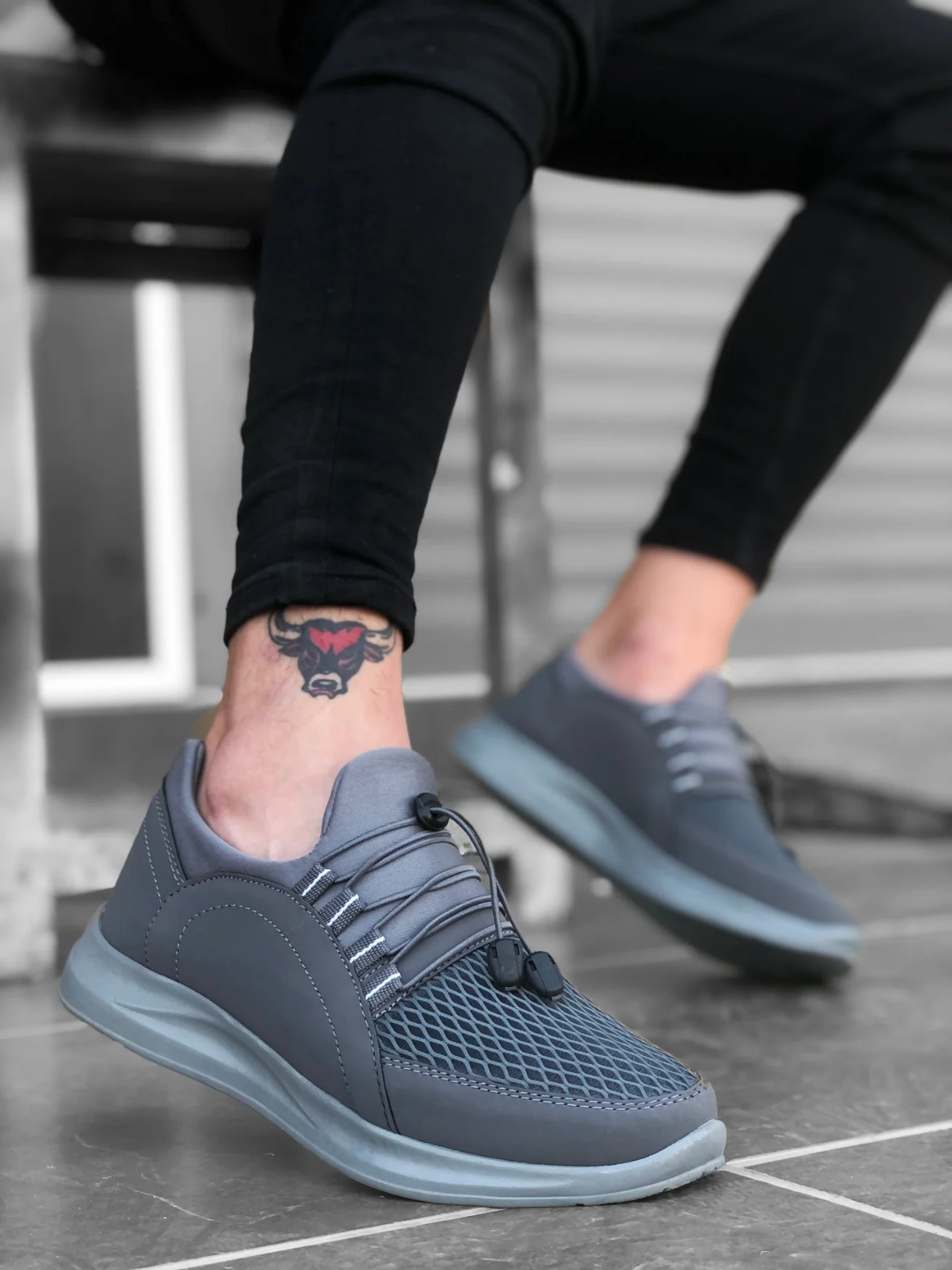 Zapatillas de deporte BA0173 para calzado deportivo ajustado, Base gruesa, color gris - AliExpress Deportes entretenimiento