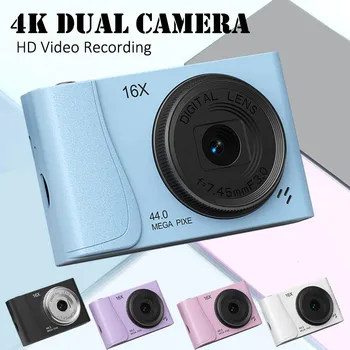 Videocamera CCD retrò da 24 milioni di pixel Fotocamera digitale 4K Zoom 16x Fotocamere compatte Messa a fuoco automatica per principianti adulti Fotografia per bambini
