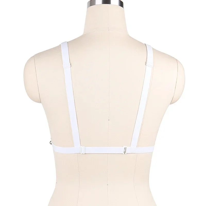 Cropped Studded Punk Nightclub Style White Women's Bras O0124 Build Red Clothing One Piece Agent Cropped Studded Bra