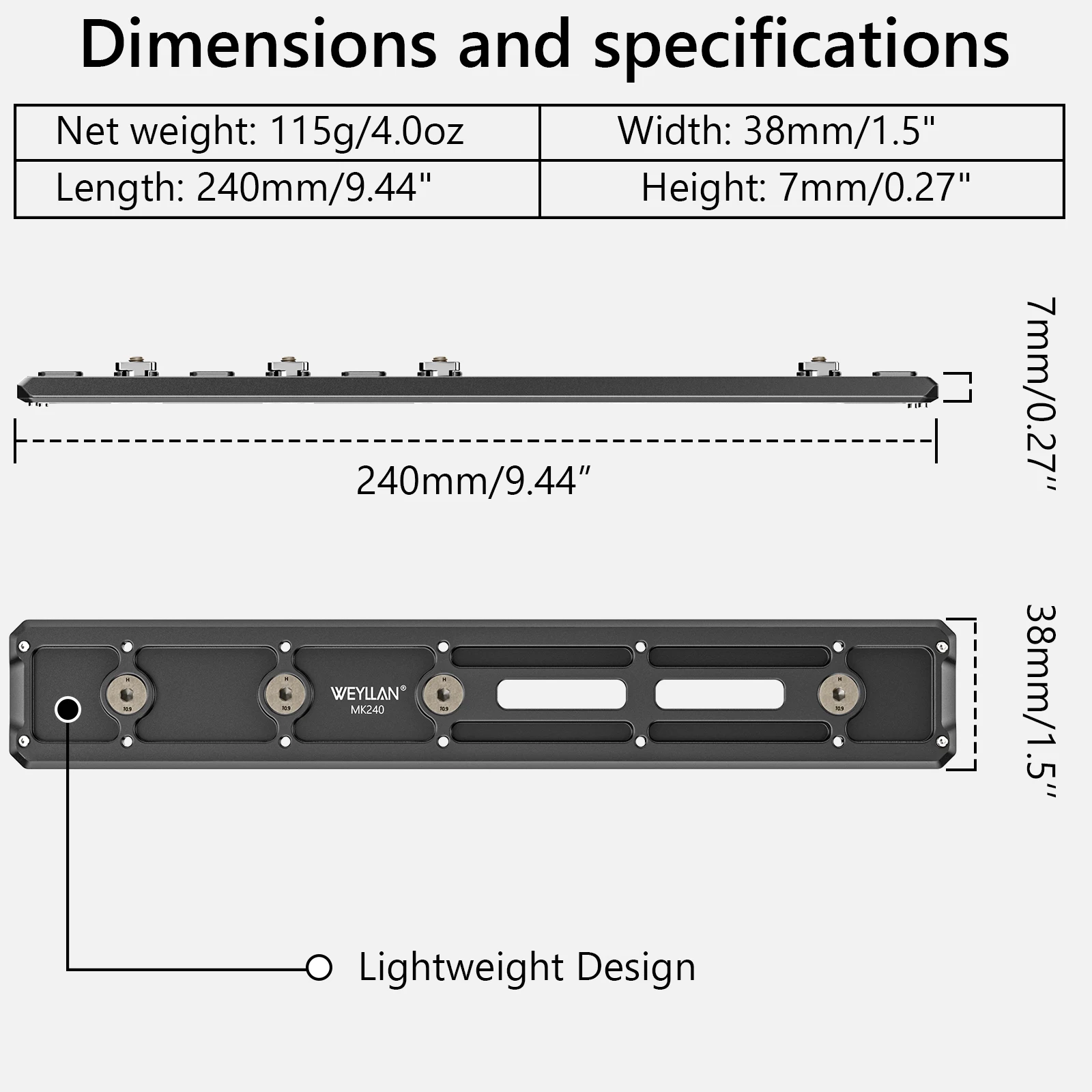 MK80 M-LOK Arca Rail Tripod Bipod Mount Adapter ARCA/RRS Dovetail Hunting Quick