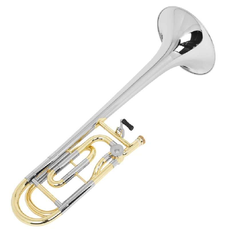Tenor trombone instrument gold and silver two-tone B-flat shifter trombone