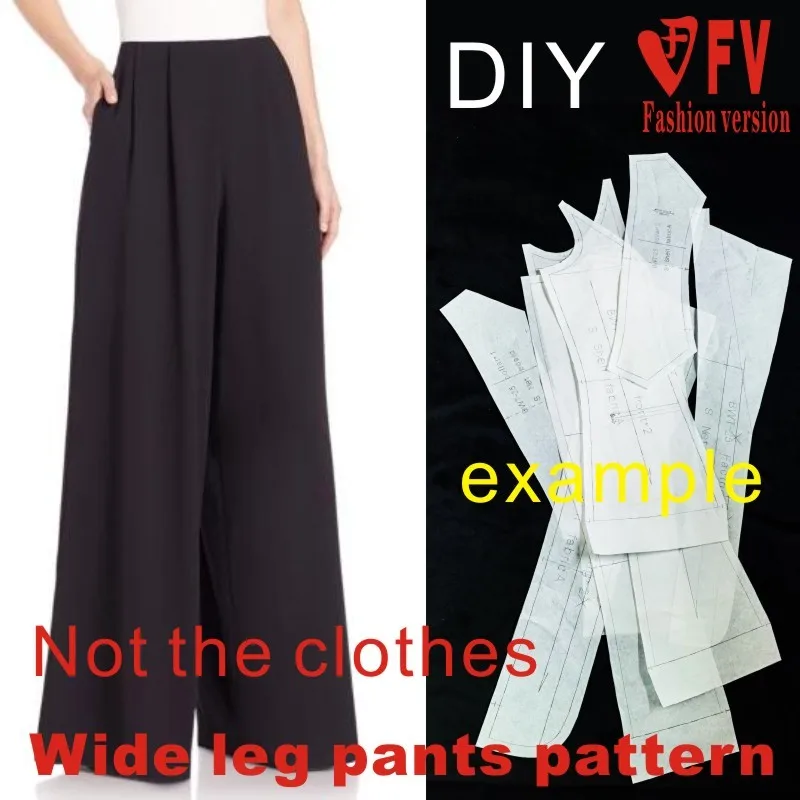 Sewing Template Wide leg trousers Pants sewing pattern The trousers pattern(Not the pants) elastic BCK-34