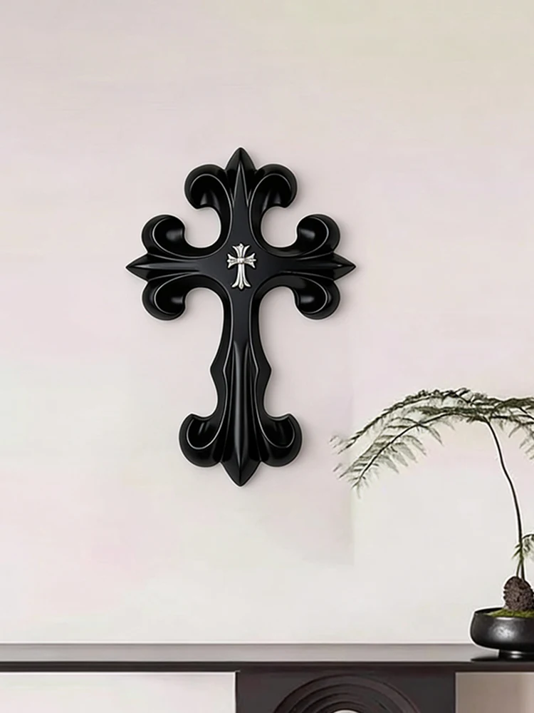 Vintage Kreuz-Ornament Retro Geschnitztes Kreuz-Dekor für Wohnzimmer Schlafzimmer Wanddekoration Geschenk – Detail 8