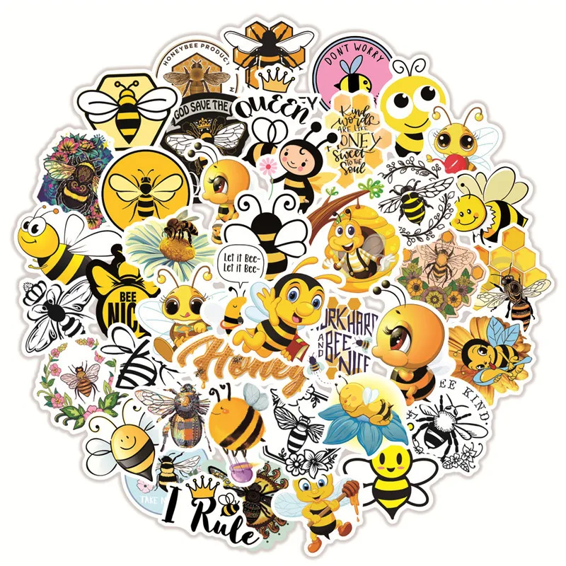 

50 Pcs Xiaoqing New Little Bee Graffiti Stickers Water Cup Luggage Case Laptop Car Waterproof Decoration Stickers