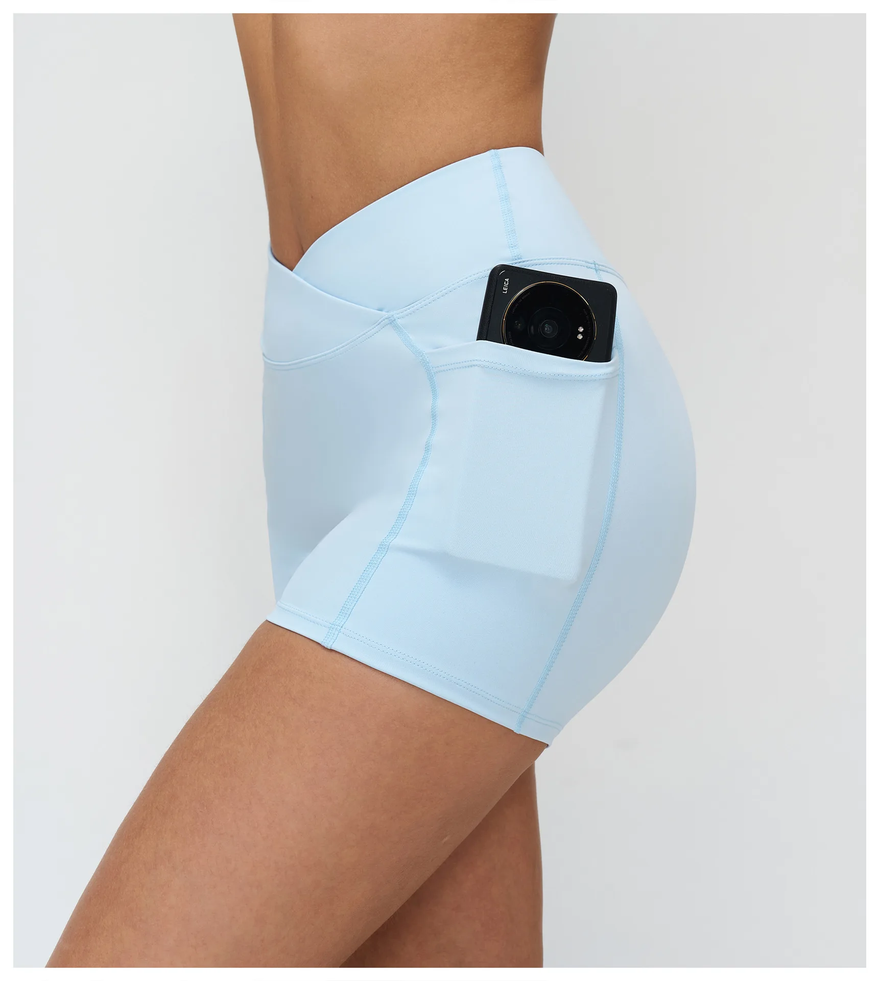 Legging Court Sport Femme Taille Haute avec Poches