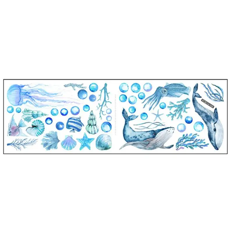 Fluorescent Noctilucent Wall Stickers Sea Life Animals Decals Waterproof Reusable