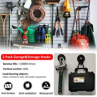 2Pcs Garage Magnetic Hooks Heavy Duty Magnetic Hangers with Anti-Slide Coating Strong Magnets Metal Hooks Utility Magnetic 2