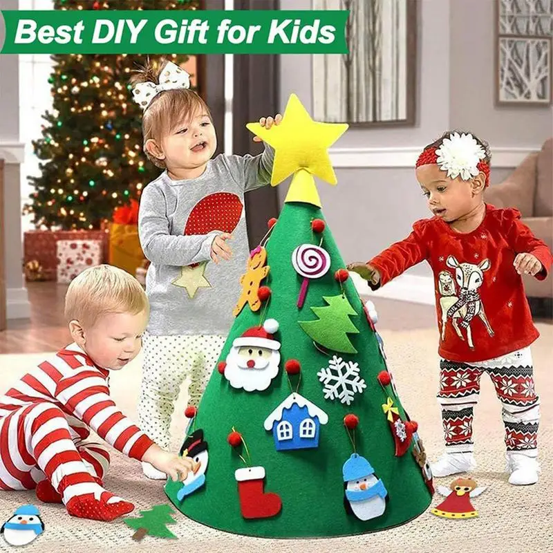 

DIY Felt Christmas Tree Merry Christmas Decorations Christmas Ornament Xmas Navidad Gifts Kids Funny DIY Lighted Christmas Tree