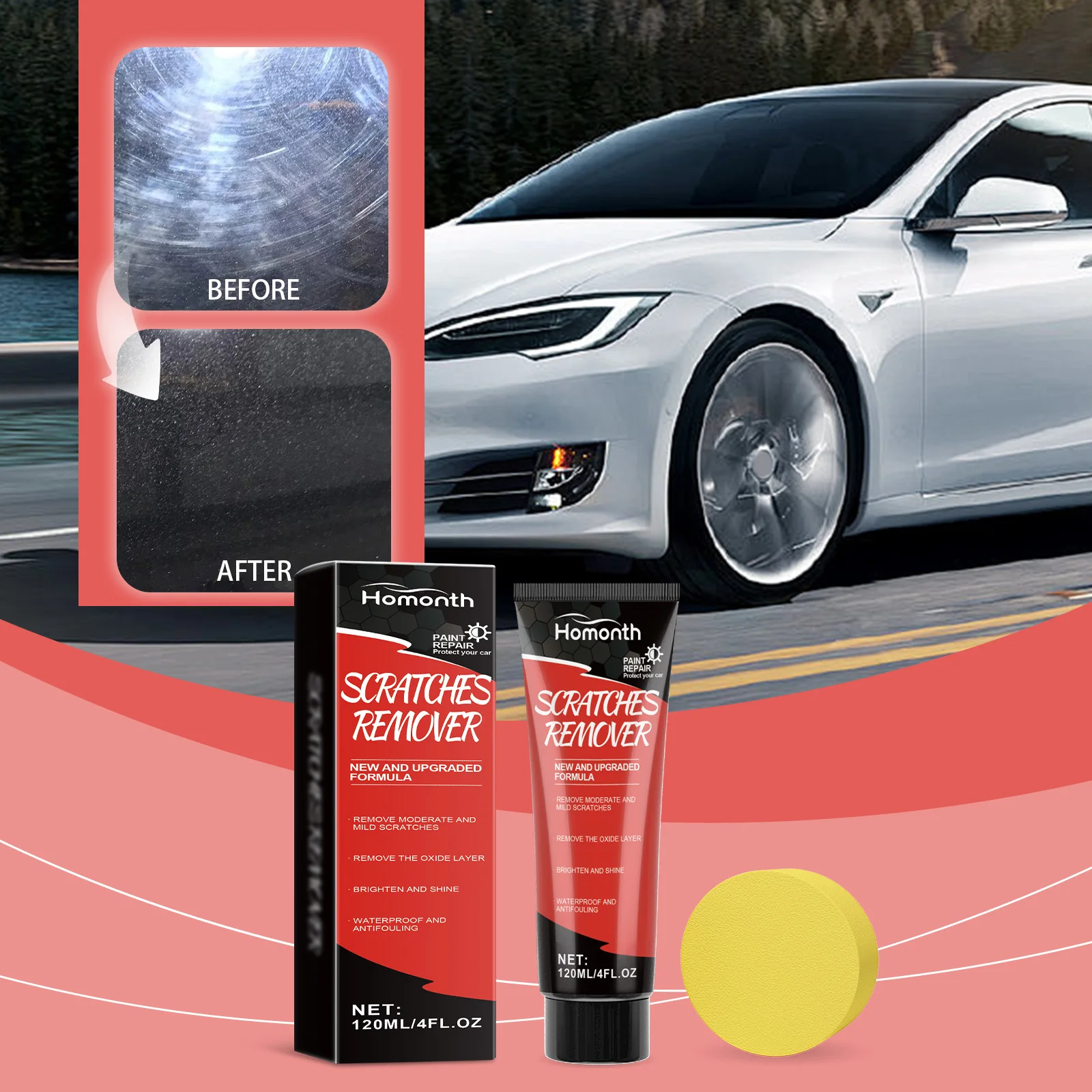 Scratch Repair Wax for Car, Upgrade Car Scratch Remover Kit Car Repair Paste Polishing Maintain（Send Sponge）