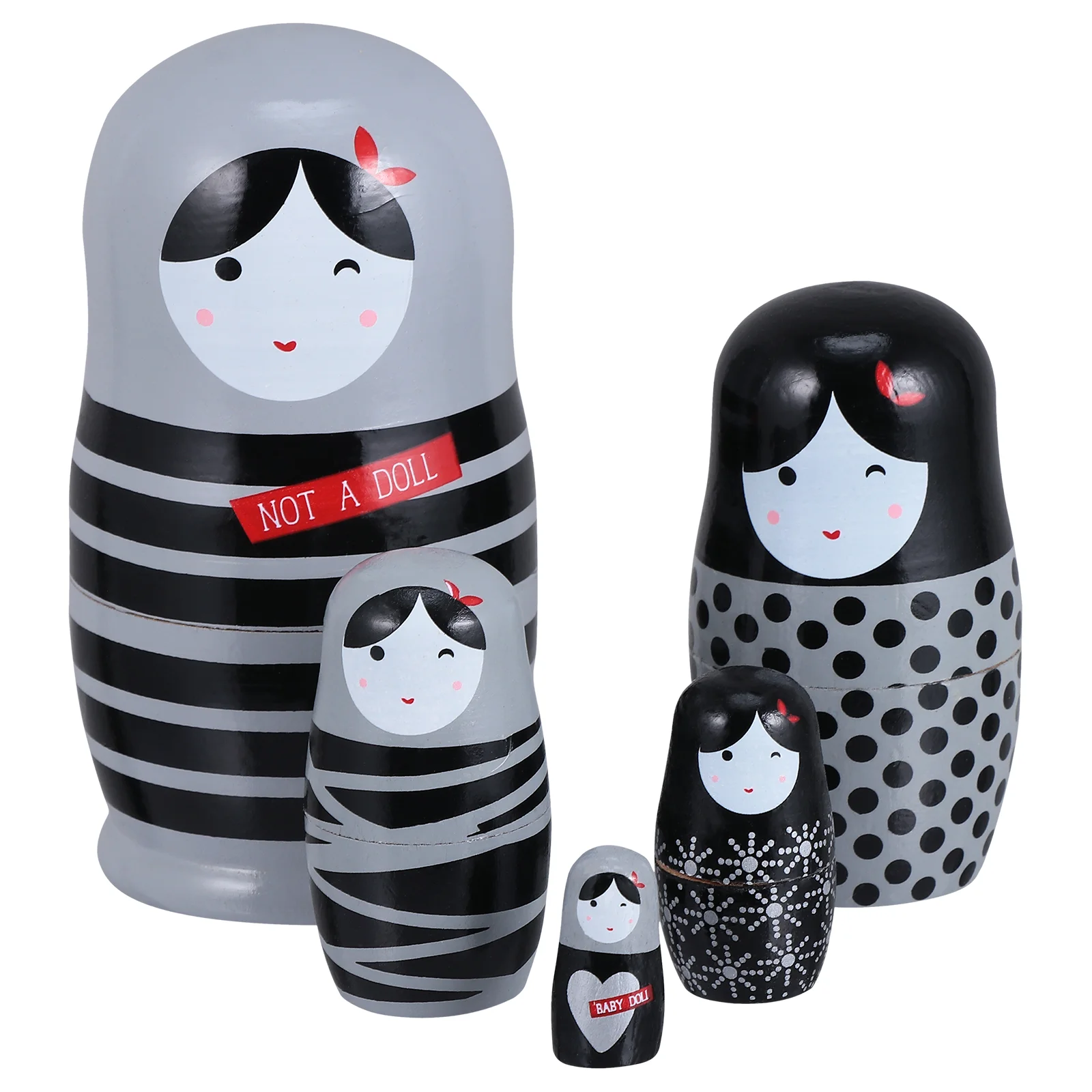 

5 Pcs Matryoshka Wooden Playset Kid Toy Toys Stacking Russian Nesting Dolls For Kids Travel