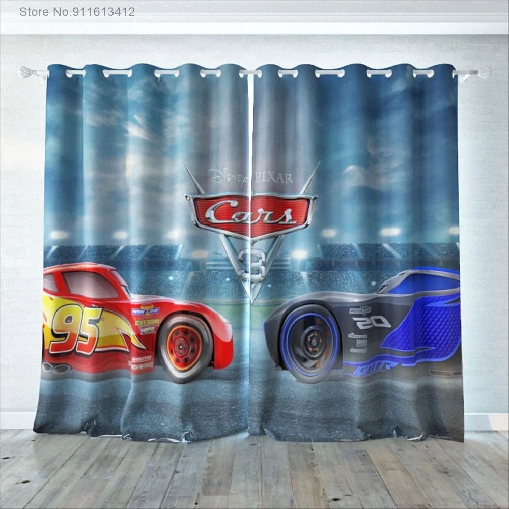 

Window Drapes Cartoon Blackout Curtains Lightning McQueen Car 3D Printed W230xH280cm Large Size Curtain for Bedroom Living Room