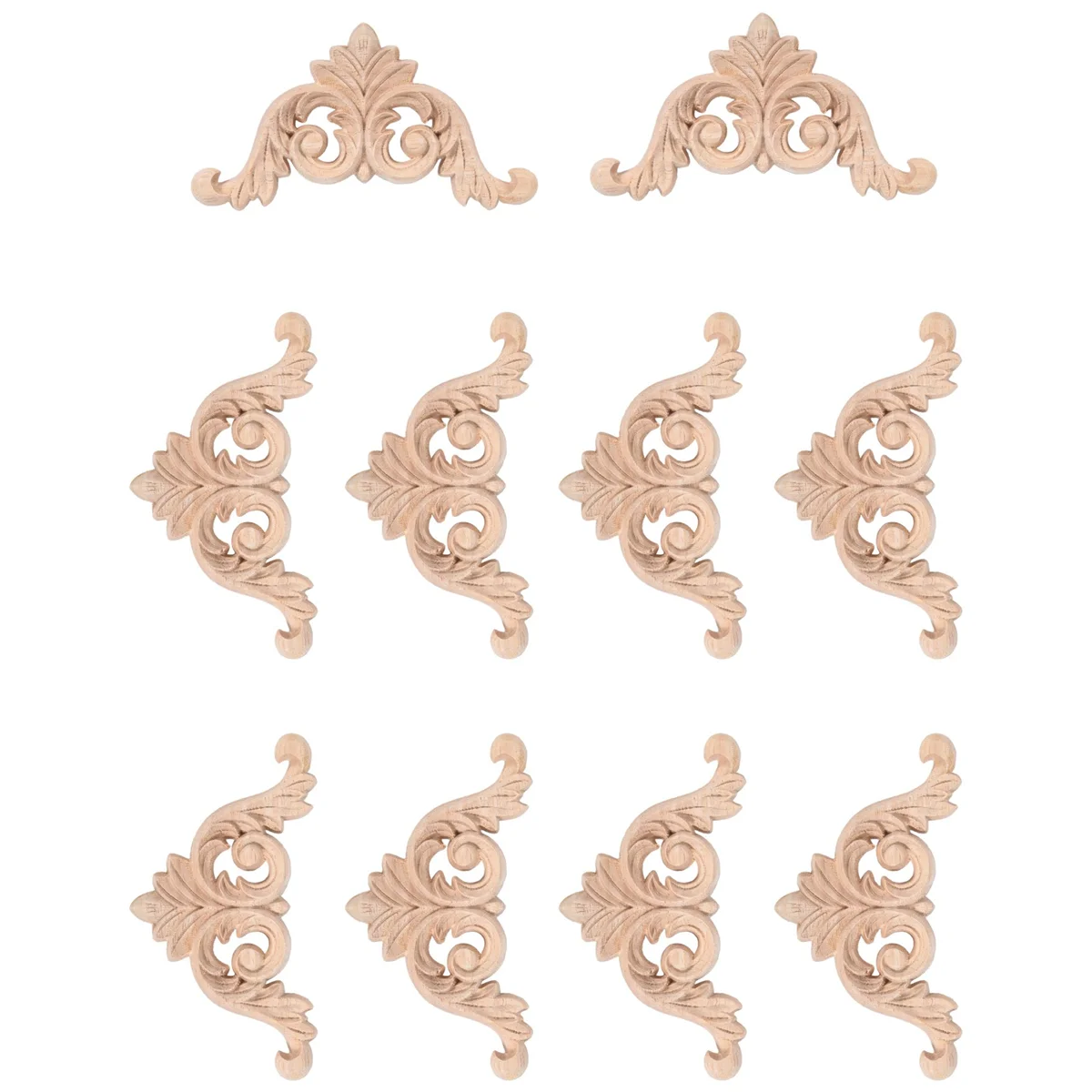 10 Pcs Wood Carving Decal Wood Carved Mouldings Corner Applique Home Door Decor Carving for Door Cabinet Windows