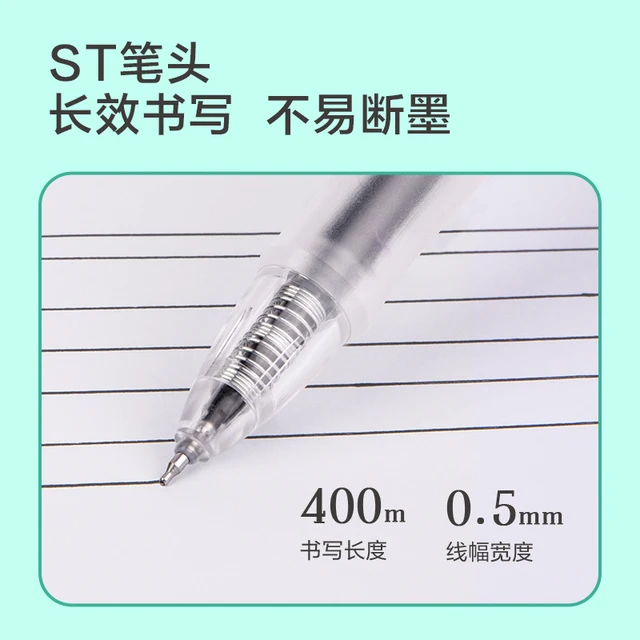 Deli 4 pezzi 0,5 mm inchiostro nero penna gel ad asciugatura rapida forniture per studenti scolastici forniture per ufficio penna per firma penna per ufficio cancelleria 6