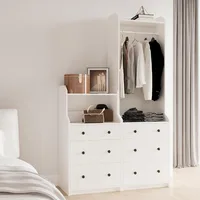 armoire and Drawers Design, Ample Storage Space Whites Closet  Metal Handles, Fits All Home Decor Styles, Wardrobe 1