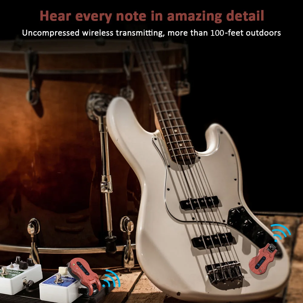 

summina Wireless Guitar System Audio Digital Guitar Transmitter Receiver Built-in Rechargeable Battery