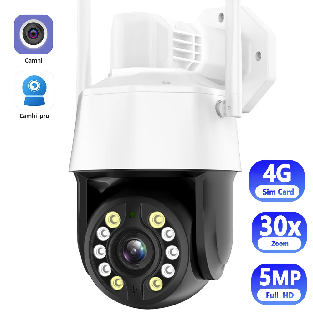 5MP 4G IP Camera With SIM Card Speed Dome PTZ Camera WiFi Outdoor 30x Optical Zoom Security CCTV Camera Ai Tracking Camhi P2P 12mp 4k poe with wiper high speed dome ptz wifi ip camera outdoor ai human tracking wireless camera rtsp 990x zoom color camera