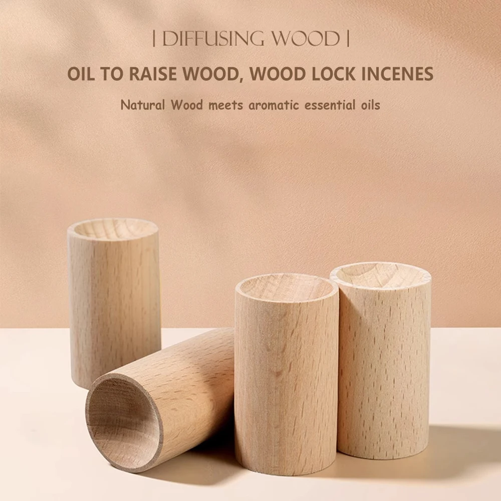 5pcs/10pcs Wooden Essential Oil Diffuser Portable Aromatherapy Car Diffuser Home Indoor Round Cylinder Fragrance Spreader wood scent diffuser,aroma diffuser sticks