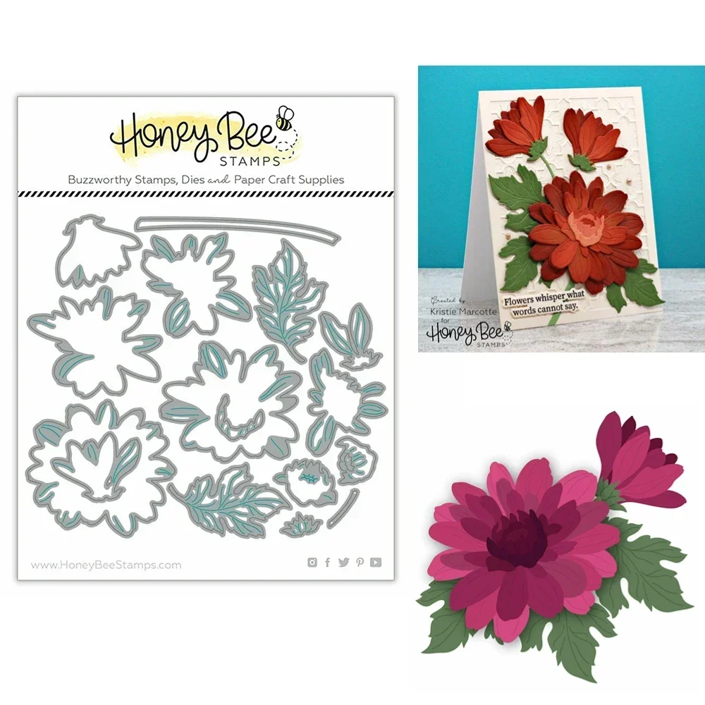 데미티 허니비 다이 레이어 꽃 절단 다이, 금속 절단, DIY 금형, 스크랩북 종이 제작, 수제 공예, 2023 신제품
