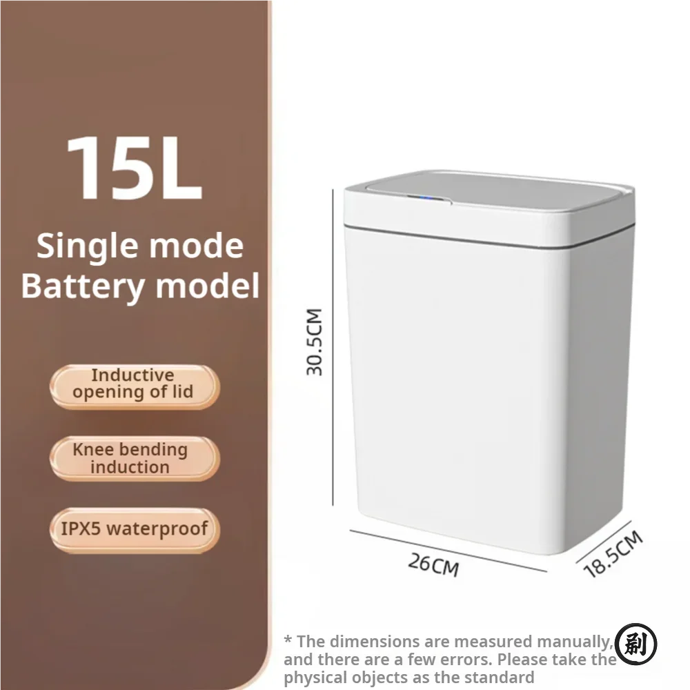 Trash Can Smart Bathroom Trash Can Automatic Bagging Electronic Trash Can White Touchless Narrow Smart Sensor Garbage Bin Home 15L