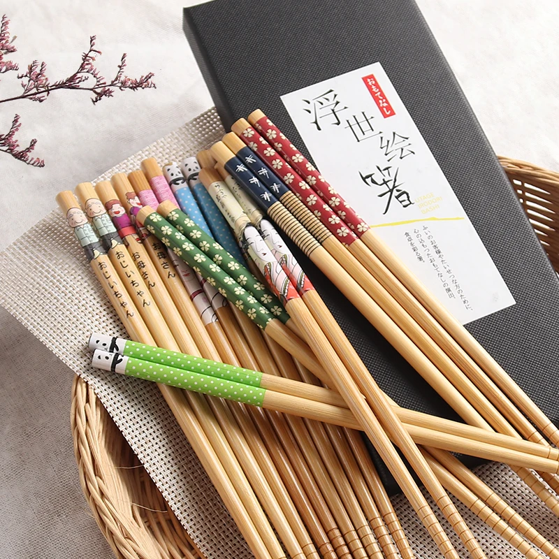 New High Quality Reusable 5 Pair Set Handmade Bamboo Japanese Natural Wood  Chopsticks Sushi Food Multi Color Wooden Chop Sticks - AliExpress