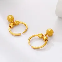 Pure 18 K Gold Color Shiny Simple Transport Beads Earring Jewelry for Women Bride Never Fade Jewelry Birthday Wedding Gifts 3