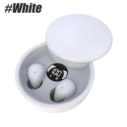 Compact Invisible Wireless Earbuds with Smart LED Display for Sleep, Fitness, and Travel (White)
