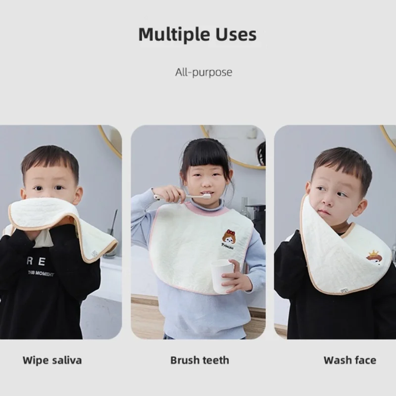 Kids Washcloth Bibs Baby Coral Velvet Saliva Towel Napkin Children Face Wash Scarf Brushing Teeth Anti-Splash Waterproof Bib
